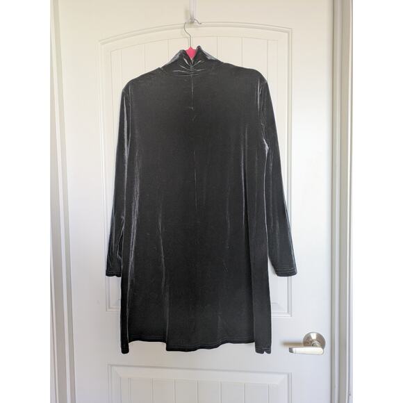 VTG DJ int´l Mock Neck Dress Womens M Black Velvet Burnout Long Sleeve Preppy - Picture 2 of 8